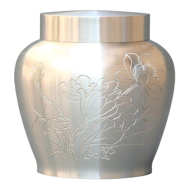 个旧手刻1200克装大号秋月储茶缸