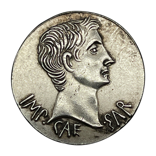 复刻古罗马银币镀银纪念币皇帝奥古斯都屋大维摩羯硬币工艺品25mm