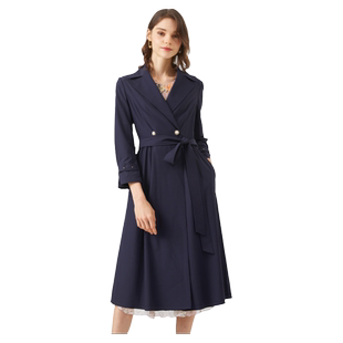 曼哈芙女装长款薄风衣宽松设计感简约百搭时尚外搭休闲外套高级感