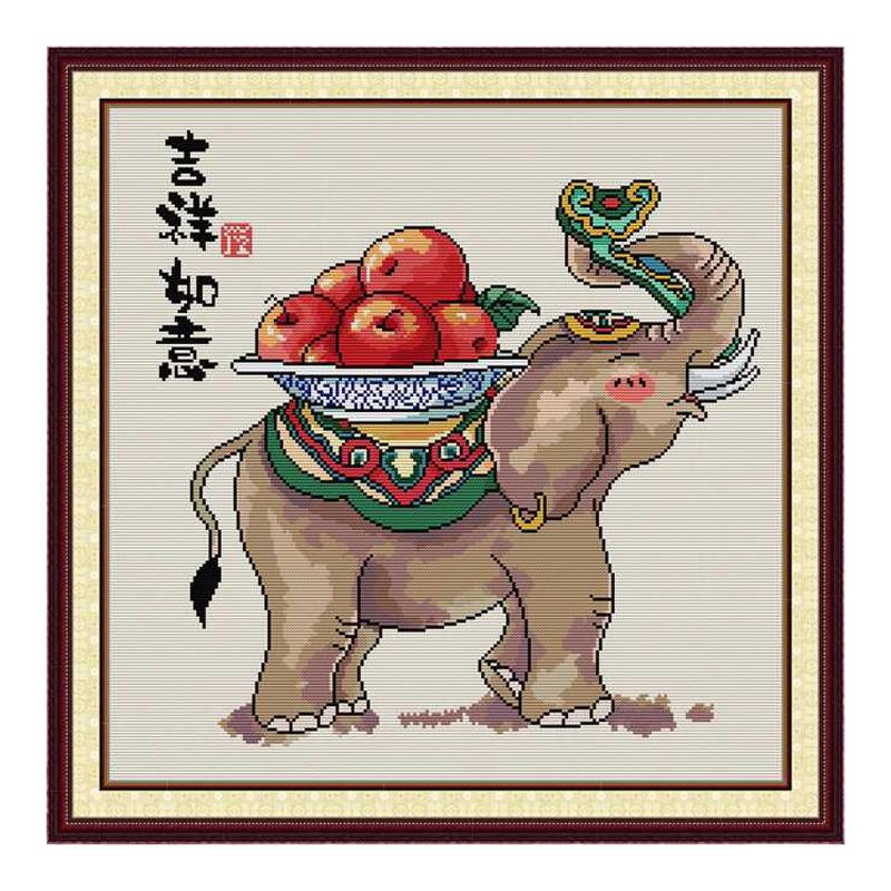 吉祥如意象十字绣可爱大象寓意好