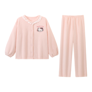 珊瑚绒睡衣女款加厚保暖法兰绒冬季套装少女hellokitty家居服冬天