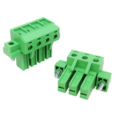 2EDGSKM-7.62mm插拔式32A大电流接线端子带耳插头400V绿色接4平线