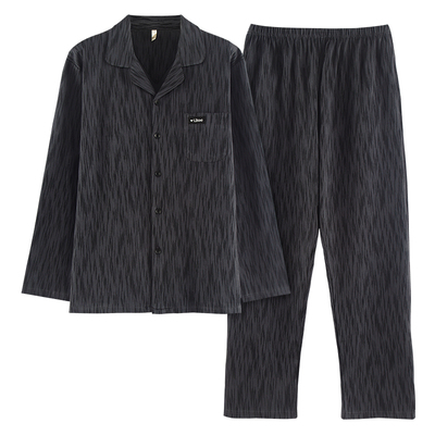 都市丽人纯棉睡衣男春秋大码长袖