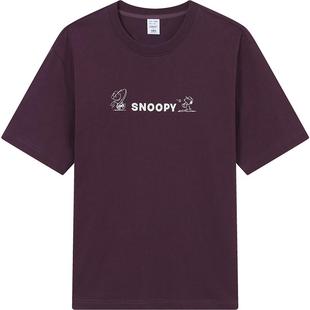 森马史努比系列短袖T恤男纯棉半袖印花刺绣情侣装秋季上衣宽松潮