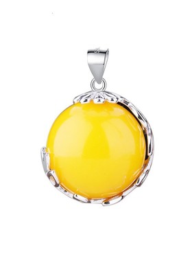 新款S925纯银吊坠空托女镶嵌蜜蜡