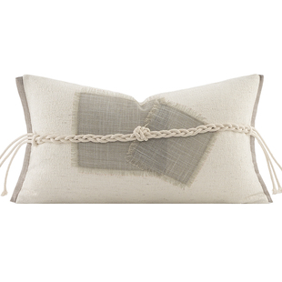 柏洛斯Light luxury现代轻奢手工编织绳棉麻酒店护腰靠背垫沙发