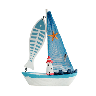 地中海创意家居装饰摆件木质做旧工艺帆船模型摆件装饰品木船小船