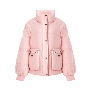 LAGOGO多巴胺粉色短款羽绒服女拉谷谷2025冬新款外套OCYY23YD41