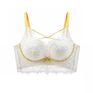 加垫增厚五公分聚拢小胸内衣女四季通用显大有花边的厚款文胸平胸