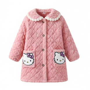 冬季小孩加绒加厚外穿罩衣保暖防污睡衣棉衣棉袄男童外套女童SY10