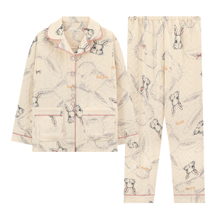 带胸垫空气棉月子服秋冬季加厚春秋纯棉产后产妇哺乳喂奶孕妇睡衣