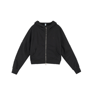 CONTRAFIEND基础绣花LOGO短款拉链连帽卫衣 户外运动男女多色外套