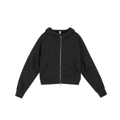 CONTRAFIEND基础绣花LOGO短款拉链连帽卫衣 户外运动男女多色外套