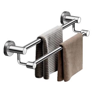 毛巾架304不锈钢毛巾杆卫生间免打孔双杆打孔浴室挂杆置物浴巾架