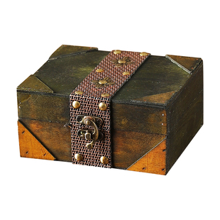 中式古风皮带收纳首饰盒拍摄道具木匣子桌面大容量带锁杂物整理盒