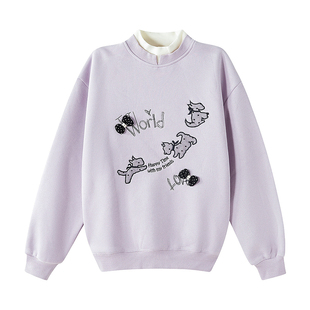 笛莎童装女童加绒卫衣冬季新款儿童女孩中童假两件高领打底衫上衣