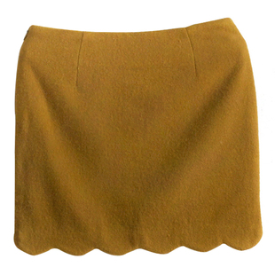 清仓 国内专柜品牌撤柜 靓系列简约波浪边包臀羊毛呢料短裙半身裙