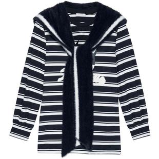 REVAN芮范设计师款萌趣猫条纹披肩连衣