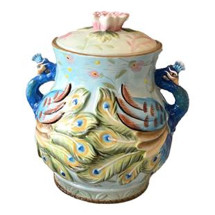 吉祥孔雀收纳罐餐厅杂粮咖啡茶叶罐高档礼品密封罐储物罐中式酒柜