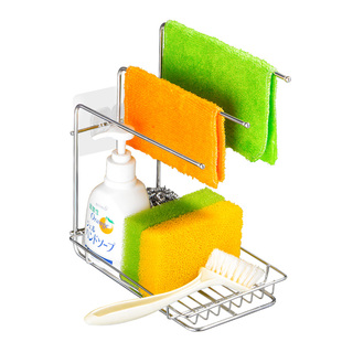 抹布架厨房免打孔桌面洗碗布收纳沥水架放挂晾搭抹布架子不锈钢架