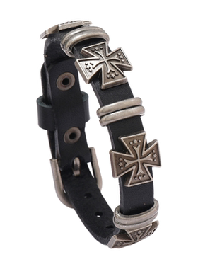 欧美复古银色十字朋克风配饰手环