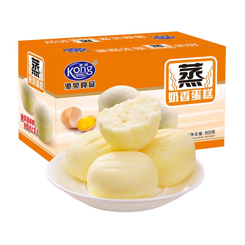 港荣蒸蛋糕鸡蛋原味整箱奶香味面包营养早餐零食品下午茶春节年货