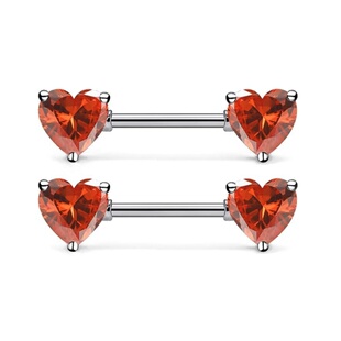 简欧美316医用钢时尚情侣穿刺饰品钛钢简约镶钻红色乳链/乳环乳钉