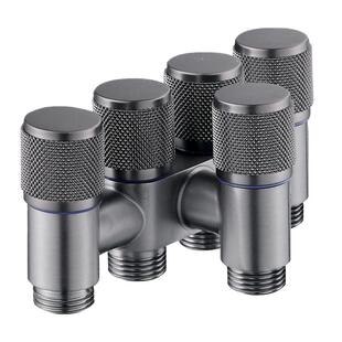 枪灰色三角阀洗衣机一进四出五出冷热水器马桶止水冷热4分水龙头