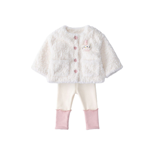 女童冬季套装加绒保暖宝宝外套裤子冬装加厚婴儿毛衣分体童装衣服