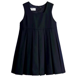 HM童装儿童女童连衣裙冬季柔软褶裥学院风无袖连衣裙1257010