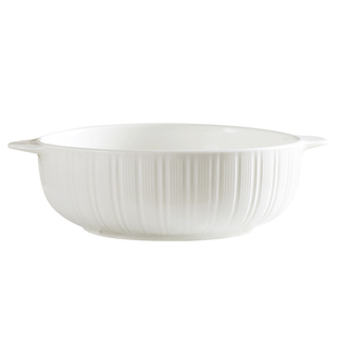 10英寸汤碗2只装家用双耳设计防烫易端拿纯白简约风酸菜鱼碗ins风