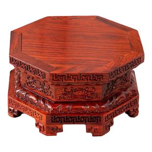 花梨木八角莲花底座座台供奉财神佛像观音菩萨摆件实木质莲花托架