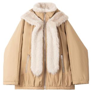 KEIKO [蓄热羊羔毛里] 小狐狸连帽棉服冬季加厚派克服座山雕外套