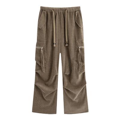 万有引力博物馆 大口袋休闲裤女春秋款宽松裤子直筒裤阔腿裤长裤