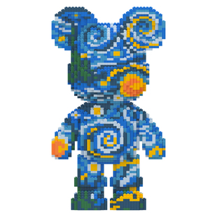 新款梵高星月夜积木熊小颗粒手工拼装高颜值礼物客厅摆件女孩拼图