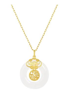 999纯银和田玉平安扣项链女礼物