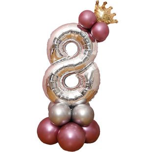 大数字气球立柱儿童1周岁宝宝2百天路引成人闺蜜生日派对可爱装饰