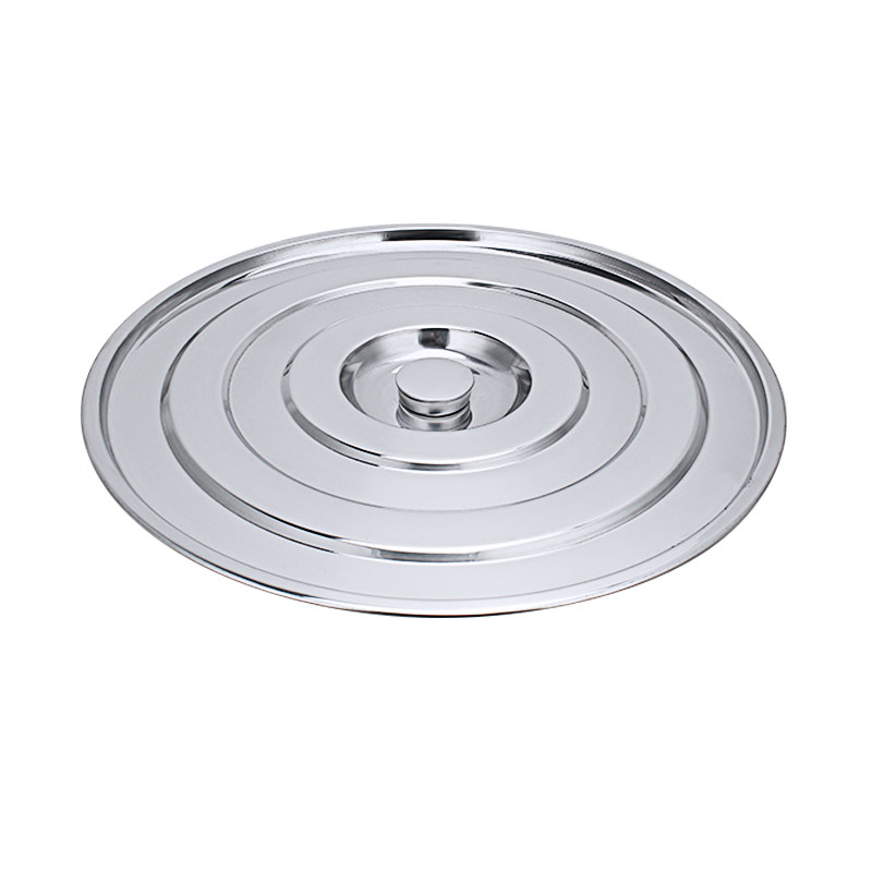 不锈钢汤桶盖子多种尺寸锅盖通用把手钉珠加厚圆形可挂式平面盖子