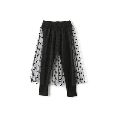 女童秋冬装网纱假两件裤子打底裤