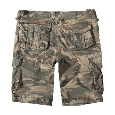 重磅加厚复古迷彩工装短裤多口袋