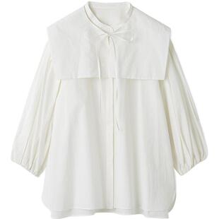 Mila Owen春夏简约复古可拆卸方领泡泡袖衬衫09WFB251152