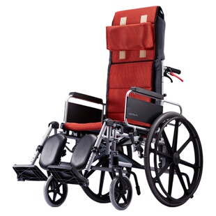 康扬KM5000可全躺可平躺老人瘫痪轮椅高靠背铝合金折叠轻便多功能