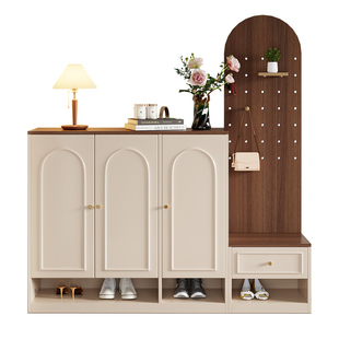 洞洞板鞋柜收纳柜一体靠墙家用门口入户储物收纳柜进门隔断玄关柜