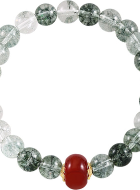 绿幽灵串珠红玛瑙手链轻奢小众