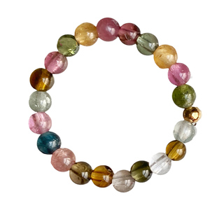 OkFineyard天然碧玺珠子素圈戒指女水晶原石小众设计转运指环尾戒