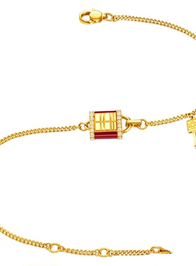 999足金传喜锁手链添福手链