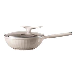 德国knx高颜值无涂层有钛家用炒锅不粘锅炒菜锅电磁炉燃气灶专用