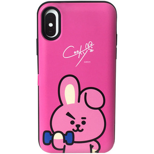 BT21适用于苹果X双层手机壳iPhoneXS翻盖XR保护套镜子卡位XSMax