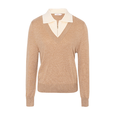 JESSIE假两件式翻领套头针织衫秋