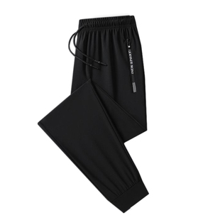 啄木鸟夏季薄款冰丝裤速干休闲裤子男士修身束脚长裤男大码运动裤